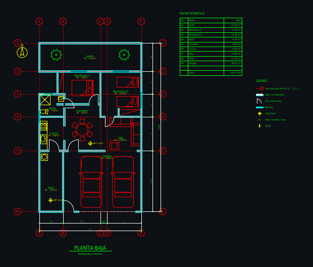 CAD floor plan: Ground floor 8 × 15 m, drawn from a photo of a plan