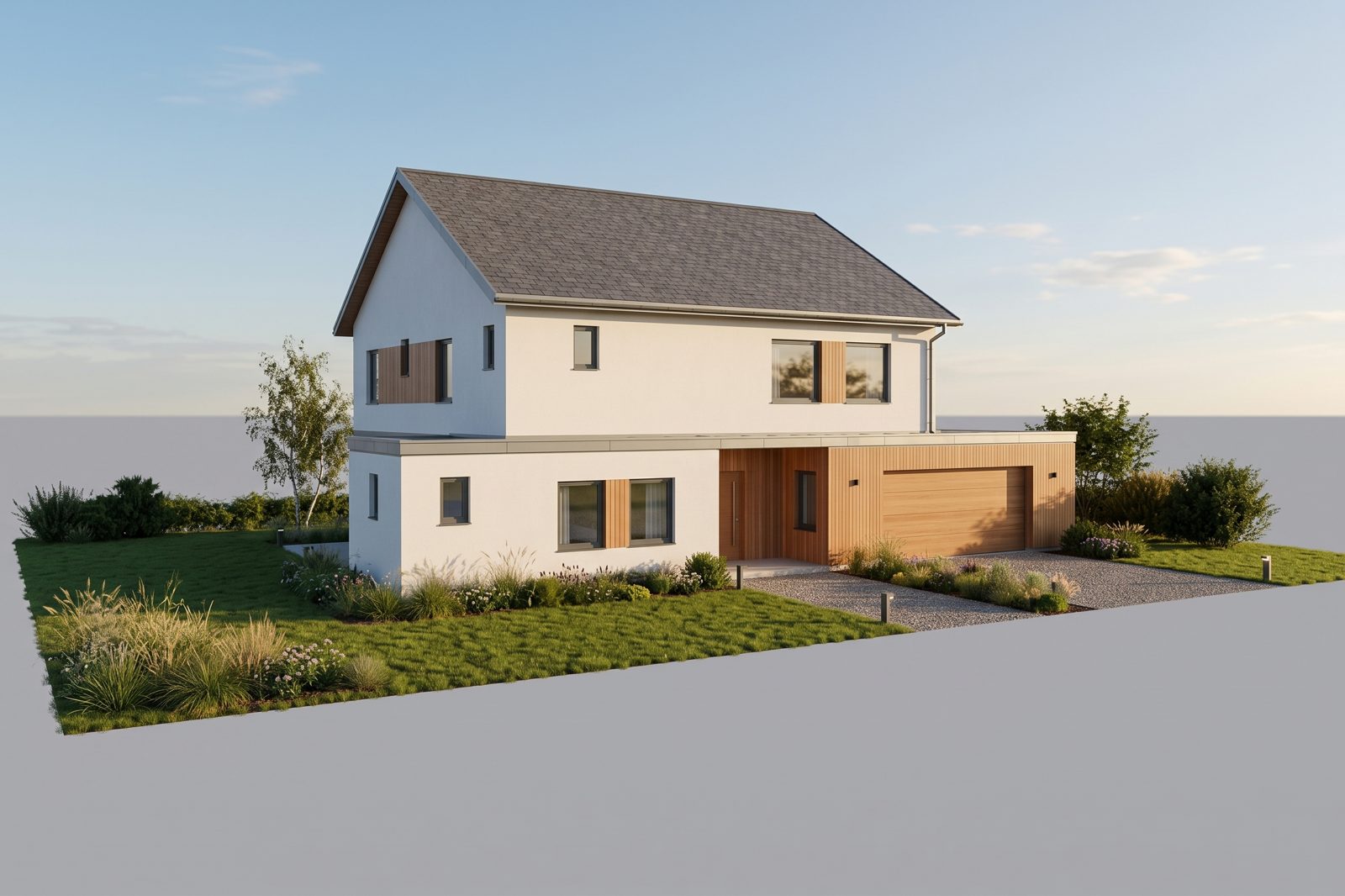 Two-story family home with a guest suite, designed by chat (AI-generated)